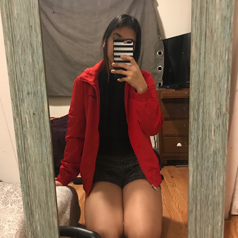 Tomy Hilfiger Red hooded raincoat